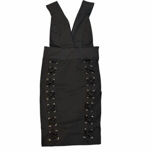 Good Time USA Black Lace-Up Bodycon Midi Dress NWT Size M‎